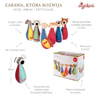 Zestaw miękkie kręgle dla dzieci zabawka rozwojowa patchwork gra sigikid