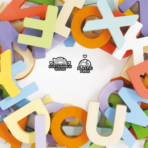 Drewniane literki, zabawka układanka edukacyjna nauka dla dzieci Le Toy Van