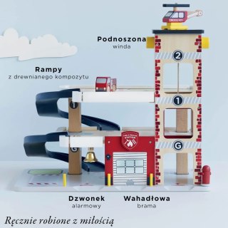 Drewniany garaż wielopoziomowy służby ratunkowe, zabawka, dzieci Le Toy Van