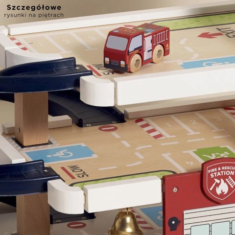 Drewniany garaż wielopoziomowy służby ratunkowe, zabawka, dzieci Le Toy Van