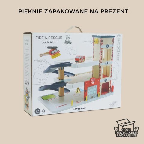 Drewniany garaż wielopoziomowy służby ratunkowe, zabawka, dzieci Le Toy Van