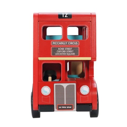 Drewniany piętrowy autobus, Londyn, zabawka dla dzieci, pojazd, Le Toy Van