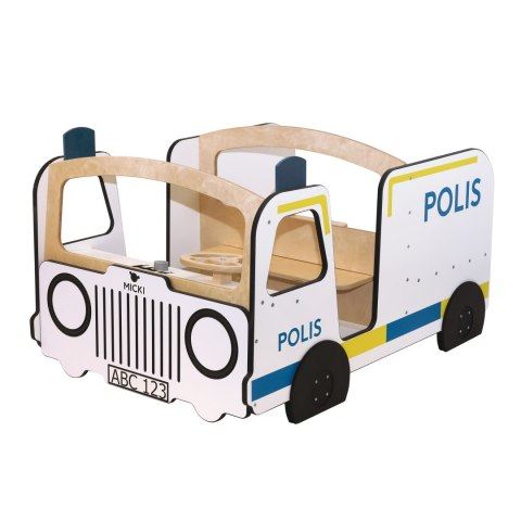 Drewniany radiowóz meble dla dzieci wyposażenie auto policja zabawka Micki