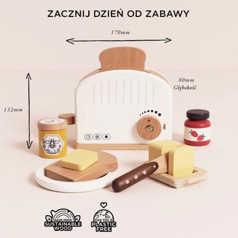 Drewniany toster zestaw, zabawka dla dzieci, akcesoria kuchenne, Le Toy Van