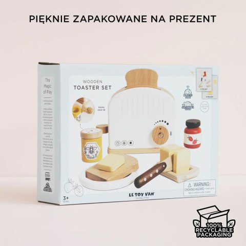 Drewniany toster zestaw, zabawka dla dzieci, akcesoria kuchenne, Le Toy Van