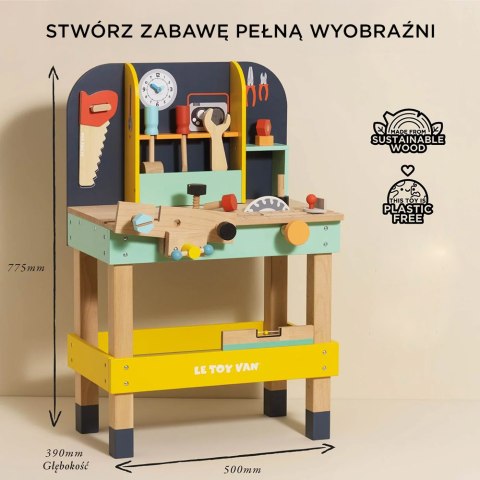 Drewniany warsztat z narzędziami Alexa, zestaw majsterkowicza, Le Toy Van