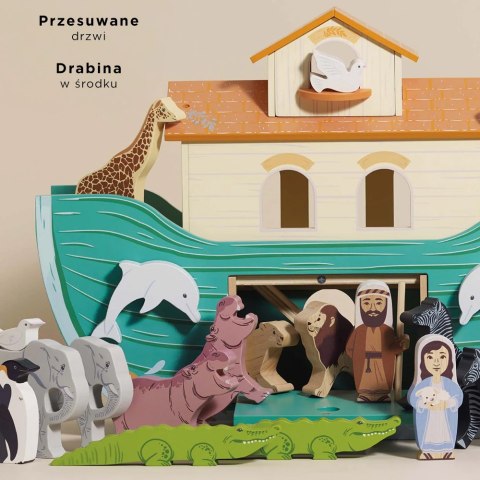 Wielka Arka Noego, zabawka dla dzieci, figurki statek zwierzątka Le Toy Van