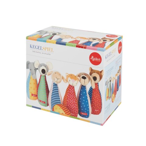 Zestaw miękkie kręgle dla dzieci zabawka rozwojowa patchwork gra sigikid