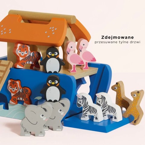 Arka Noego, sorter kształtów, figurki, statek zwierzątka zabawka Le Toy Van