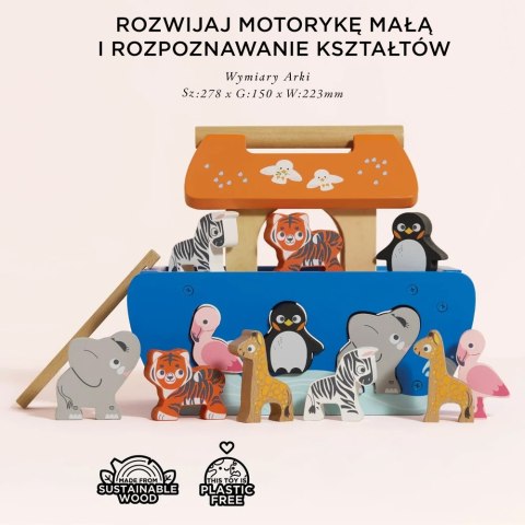 Arka Noego, sorter kształtów, figurki, statek zwierzątka zabawka Le Toy Van