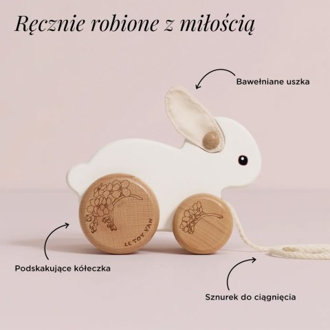 Drewniany króliczek na kołach zabawka do ciągnięcia dla dzieci Le Toy Van