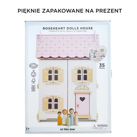 Drewniany, umeblowany domek dla lalek Rose Heart Le Toy Van