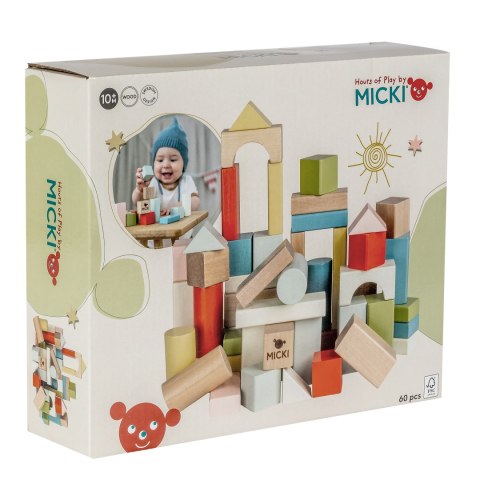 Klocki drewniane 60 elementów Micki