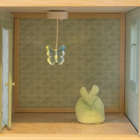 Oświetlenie domku dla lalek zestaw Lampa Motyl i pufa wyposażenie Lundby