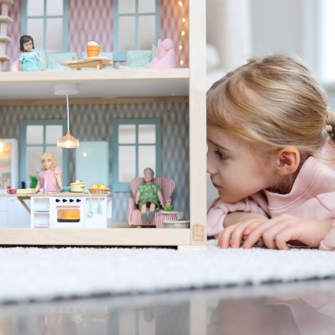 Wyspa kuchenna z lodówką do domku dla lalek szafki mebelki kuchnia Lundby