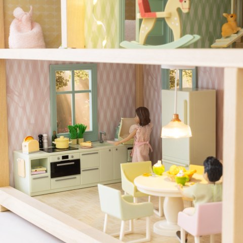 Zestaw mebli kuchennych do domku dla lalek szafki lodówka kuchnia Lundby