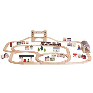 Drewniana kolejka Paddington zestaw 75 elementów tory pociąg Le Toy Van