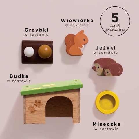 Drewniane zwierzątka leśne do domku dla lalek zestaw zabawka Le Toy Van