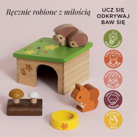 Drewniane zwierzątka leśne do domku dla lalek zestaw zabawka Le Toy Van